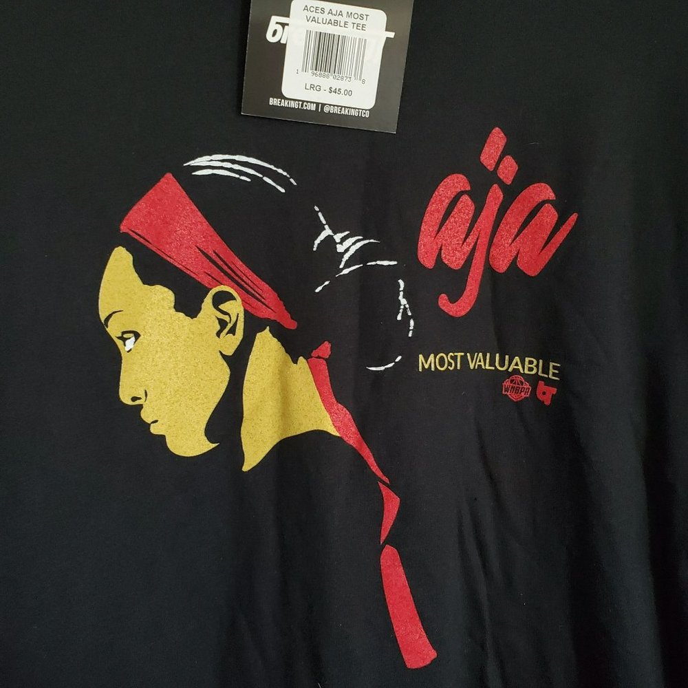Aja Wilson Most Valuable Player Womens Basketball Sz Large T-Shirt Black WNBPA - Picture 3 of 4